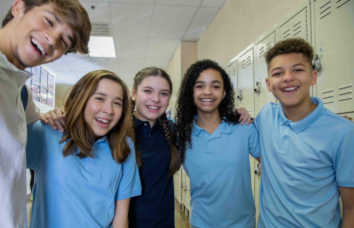 Pupils smiling taking a selfie